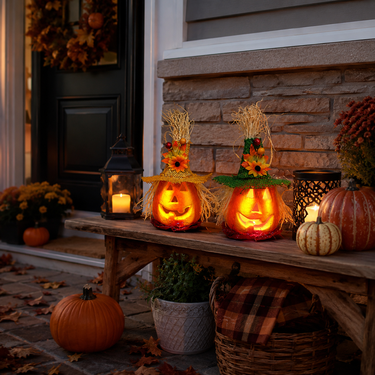 Light-Up Pumpkin Witch Decor