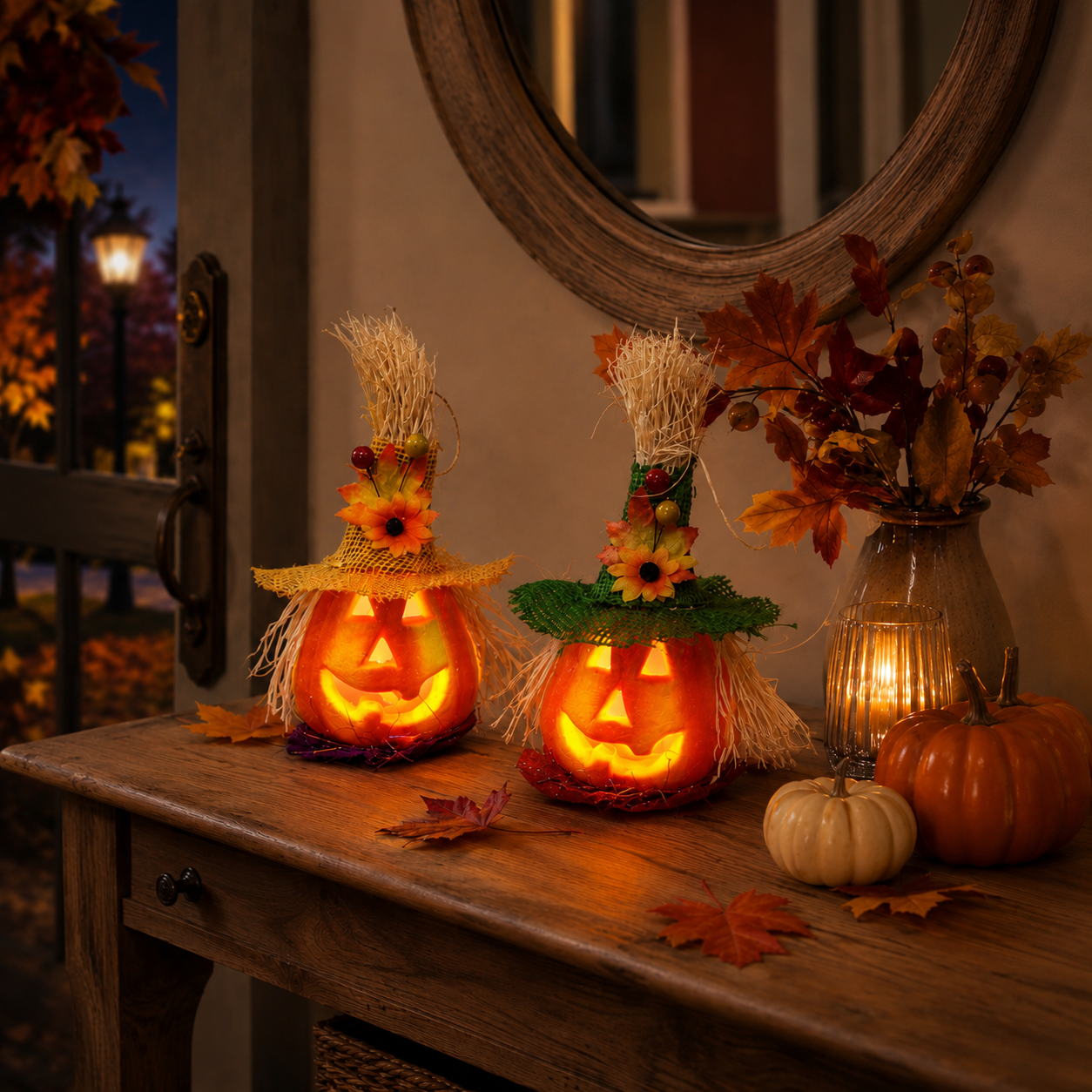 Light-Up Pumpkin Witch Decor