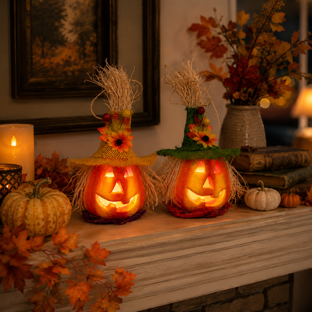 Light-Up Pumpkin Witch Decor