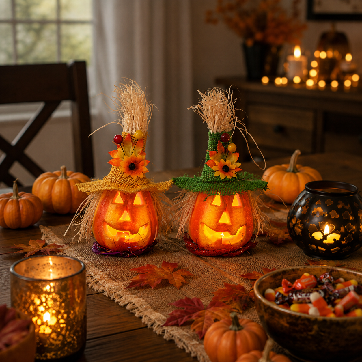 Light-Up Pumpkin Witch Decor