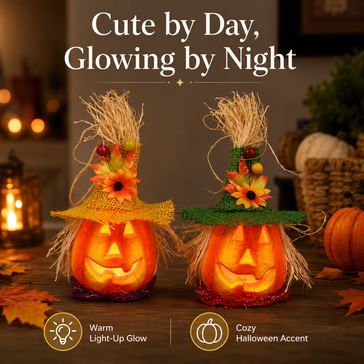 Light-Up Pumpkin Witch Decor