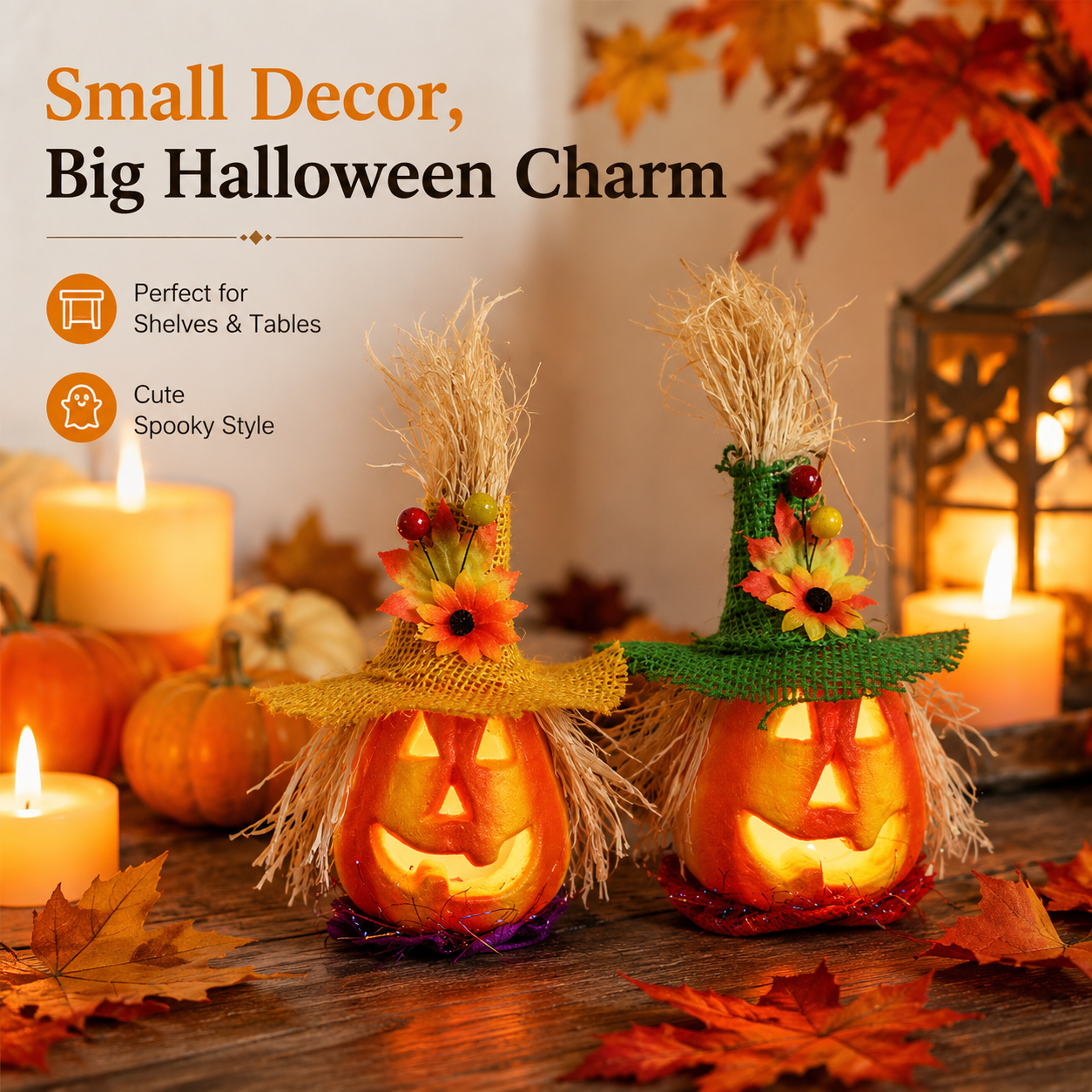 Light-Up Pumpkin Witch Decor