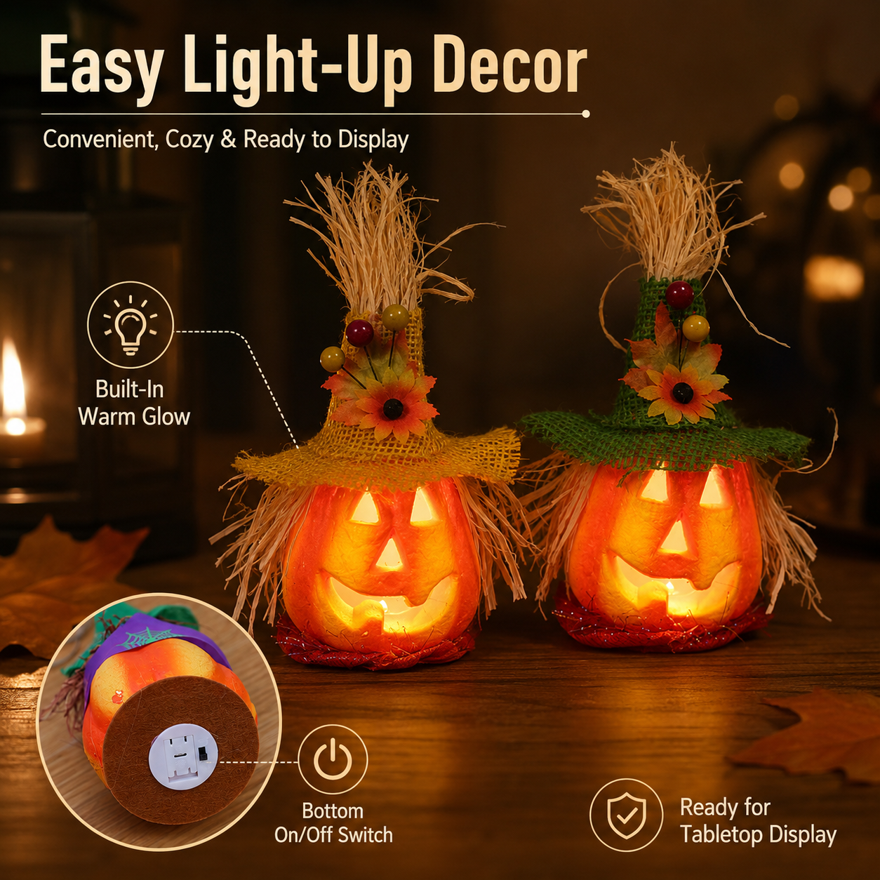 Light-Up Pumpkin Witch Decor