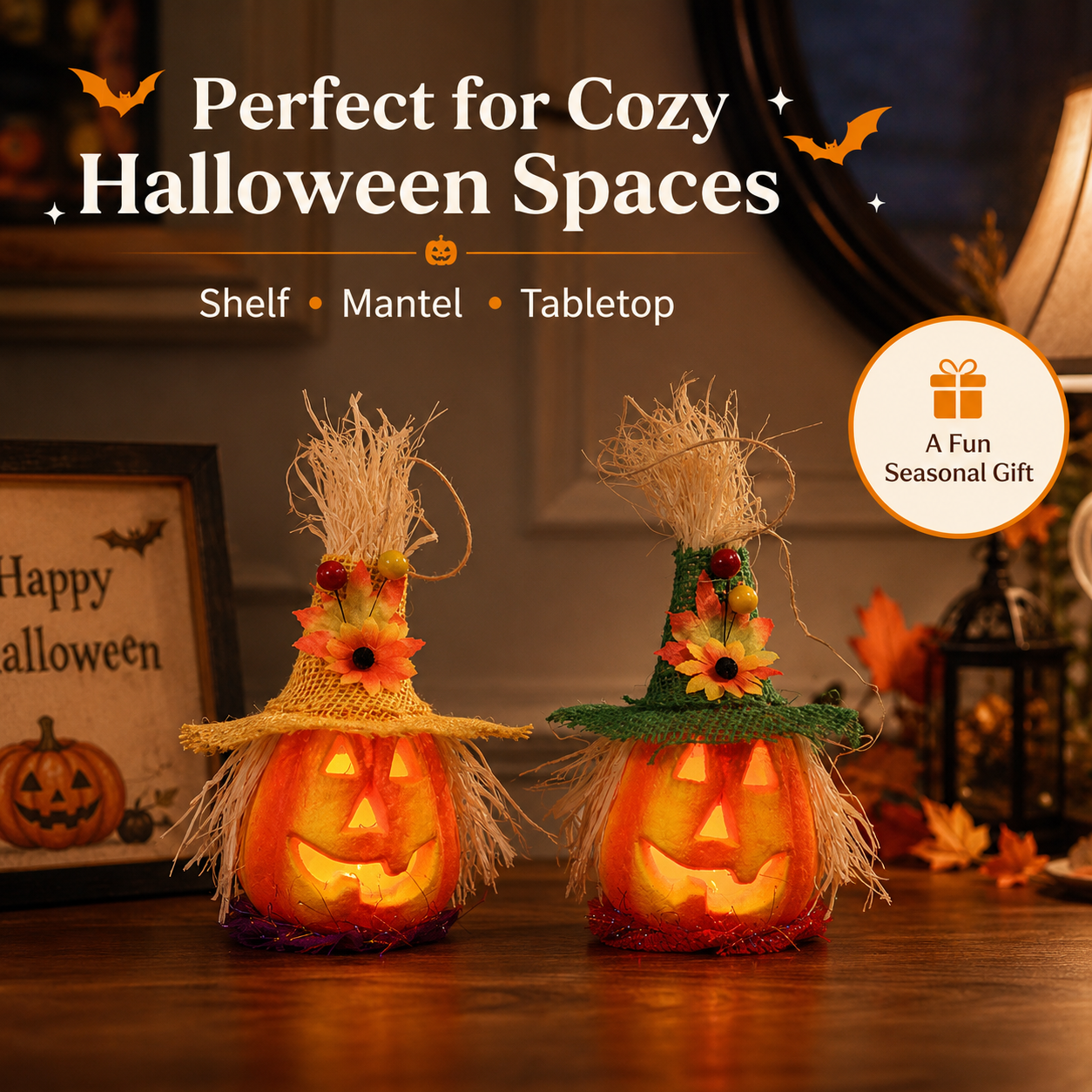 Light-Up Pumpkin Witch Decor