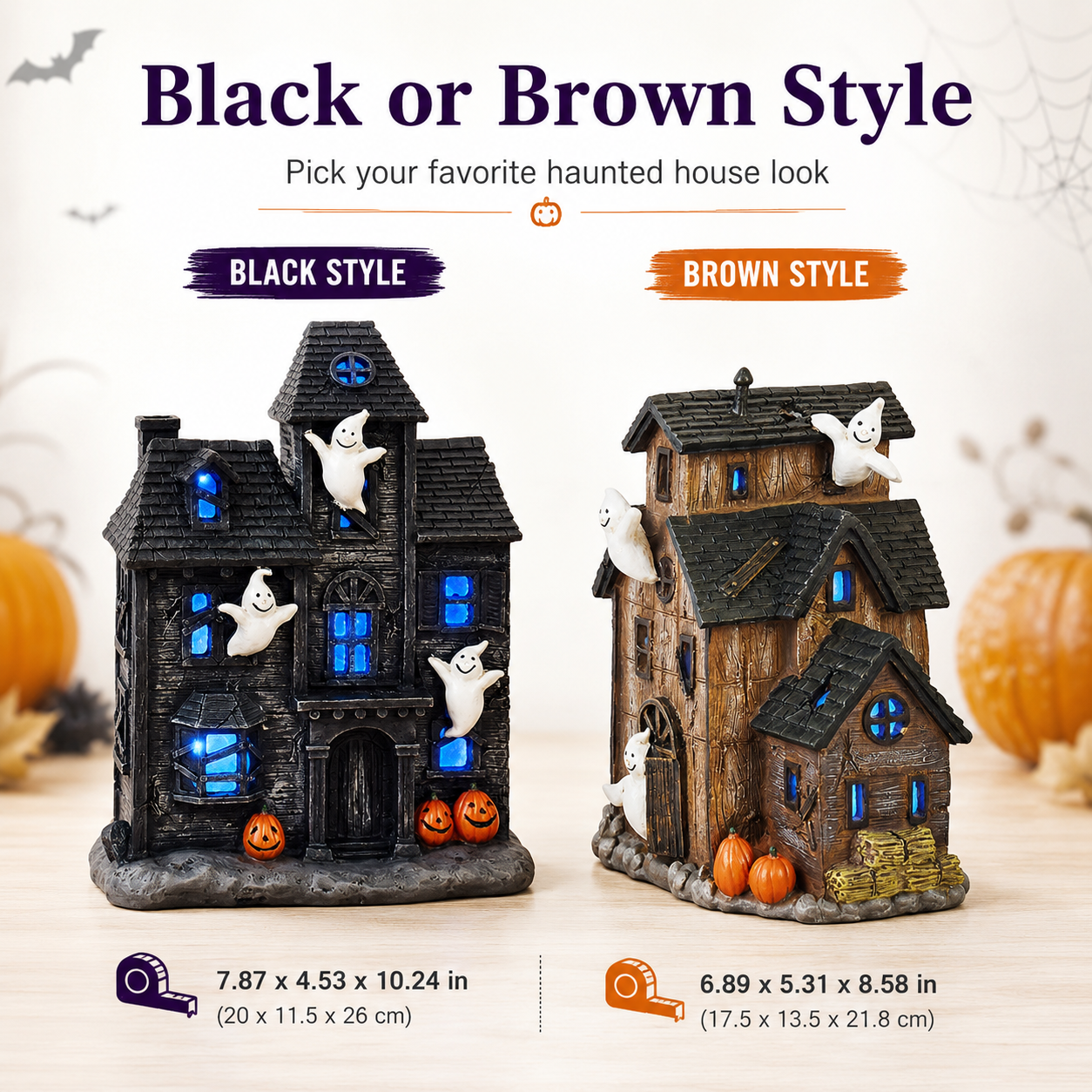 Halloween Lighted Haunted House Decor with Cute Ghosts