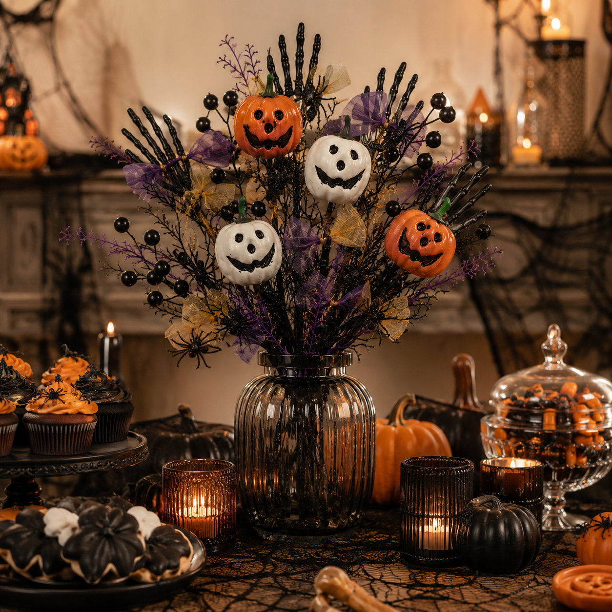 Halloween Pumpkin Floral Stem Picks