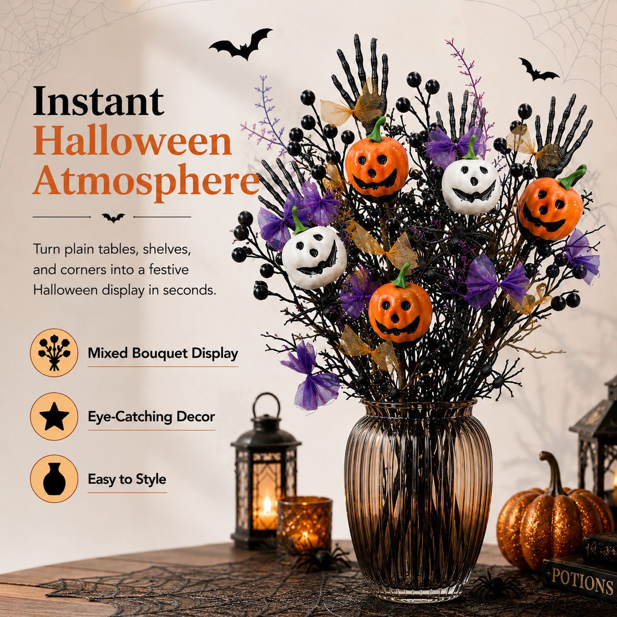 Halloween Pumpkin Floral Stem Picks