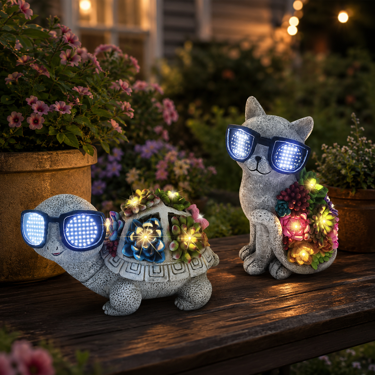 Solar Animated Sunglasses Animal Garden Statue