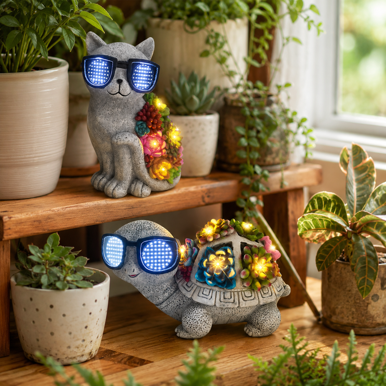 Solar Animated Sunglasses Animal Garden Statue
