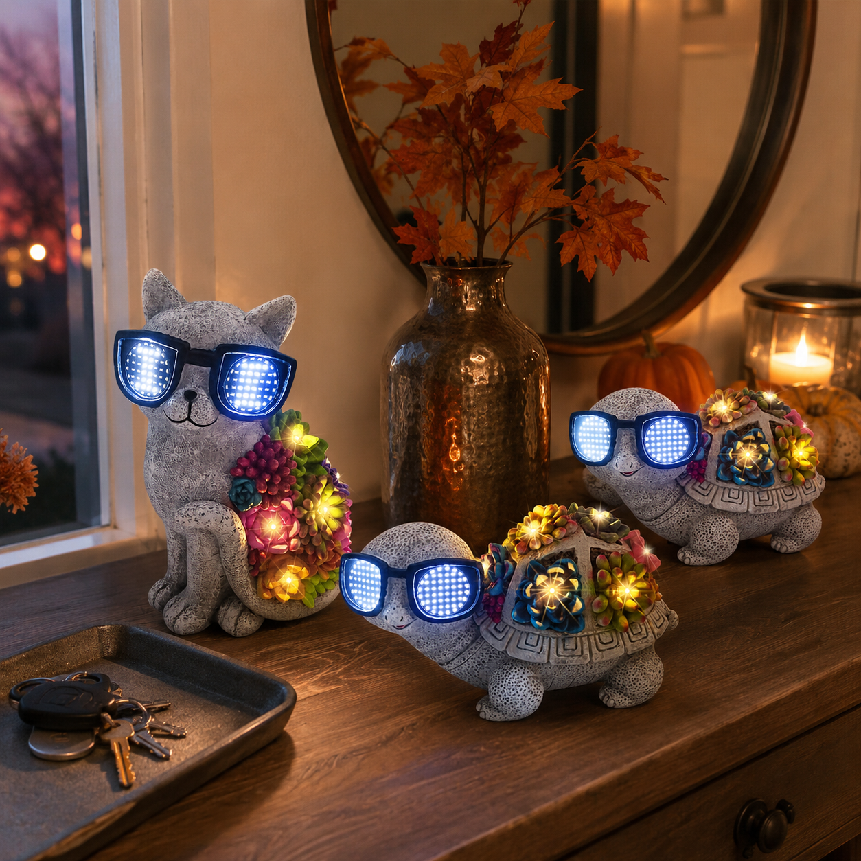 Solar Animated Sunglasses Animal Garden Statue