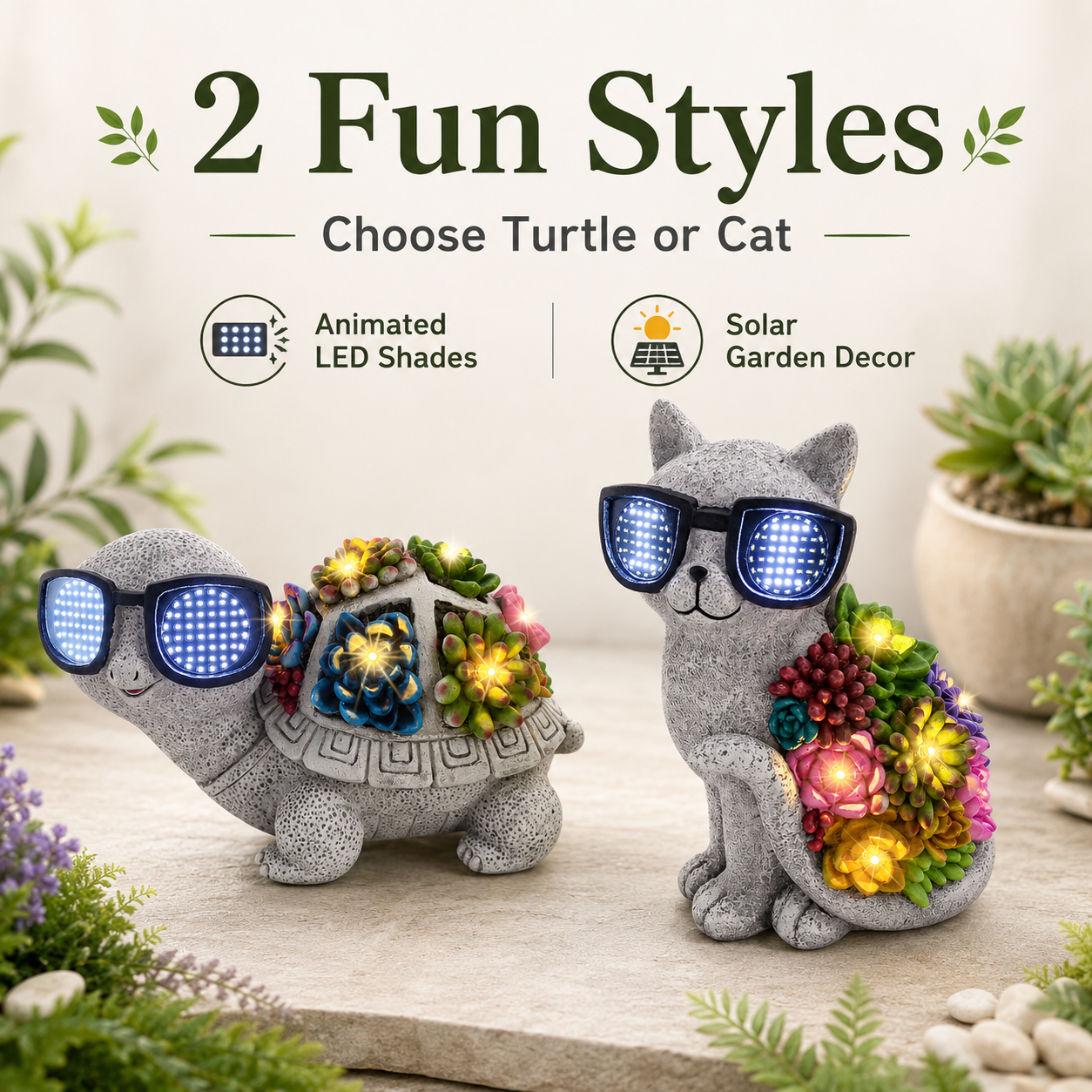 Solar Animated Sunglasses Animal Garden Statue