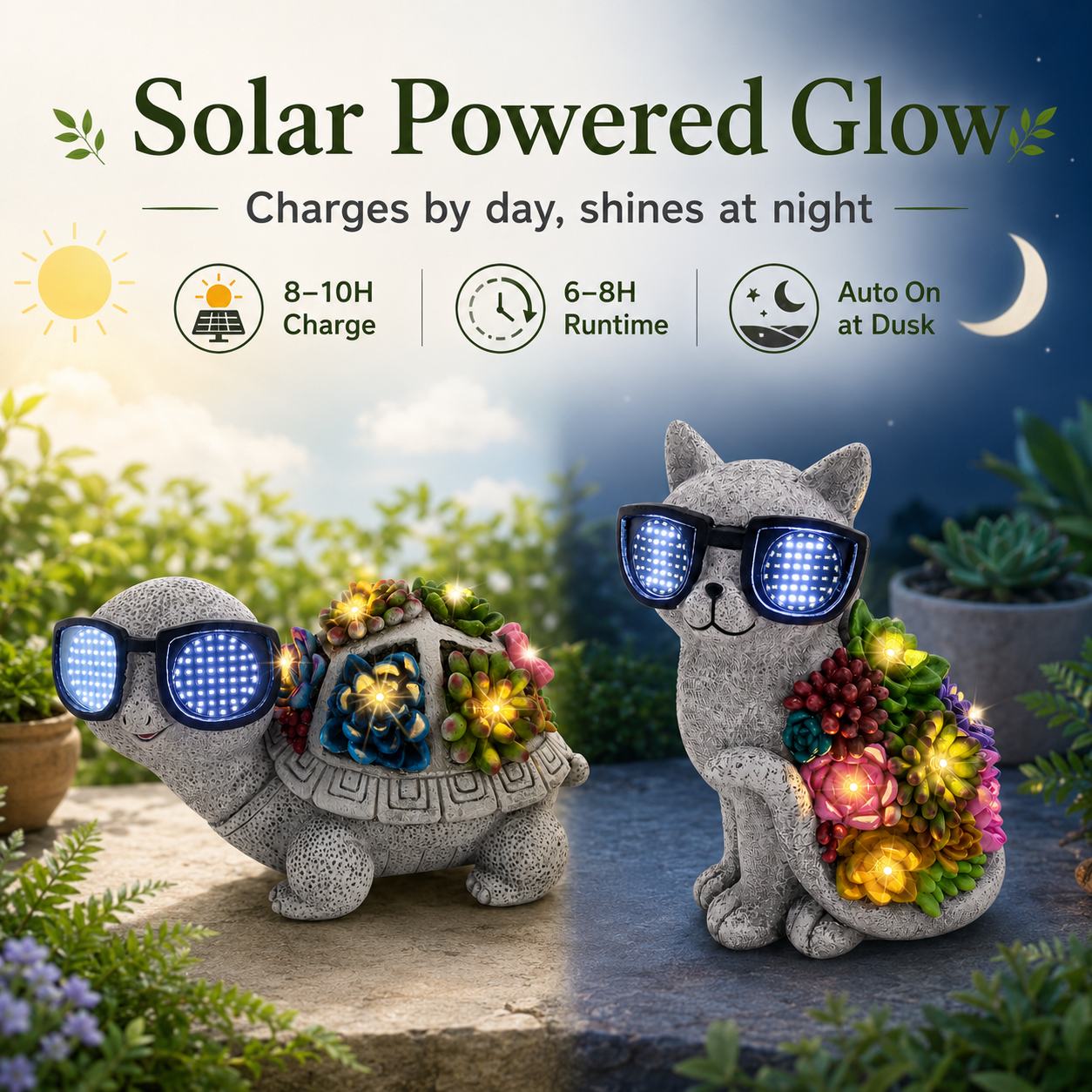 Solar Animated Sunglasses Animal Garden Statue