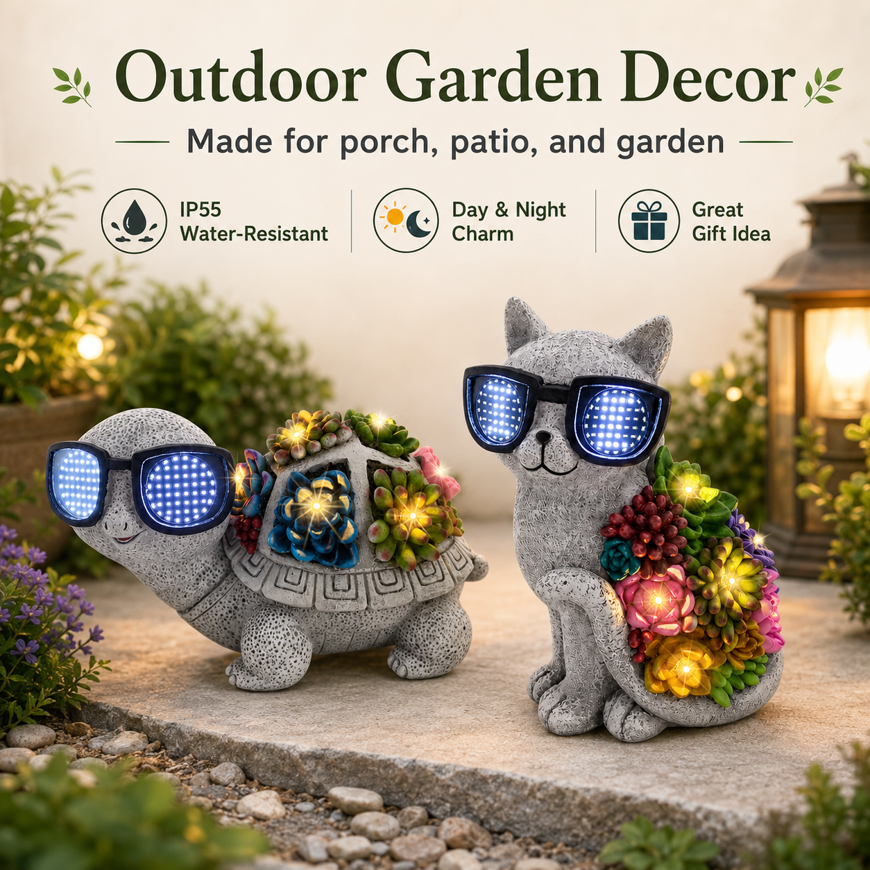 Solar Animated Sunglasses Animal Garden Statue