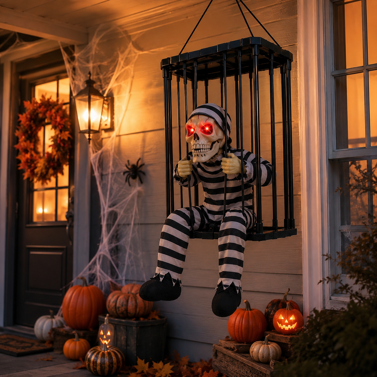 Halloween Prisoner Skeleton Cage Decor