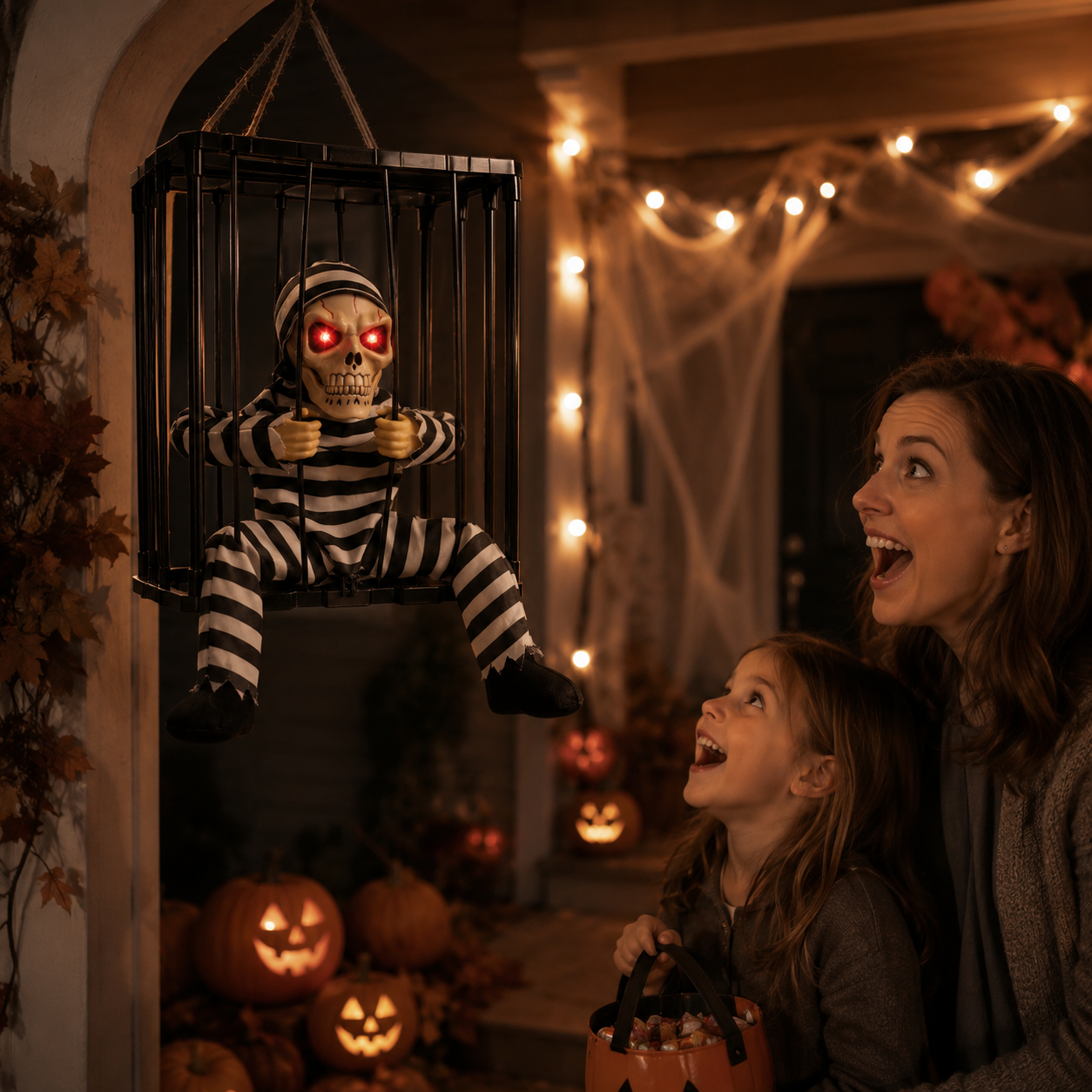 Halloween Prisoner Skeleton Cage Decor