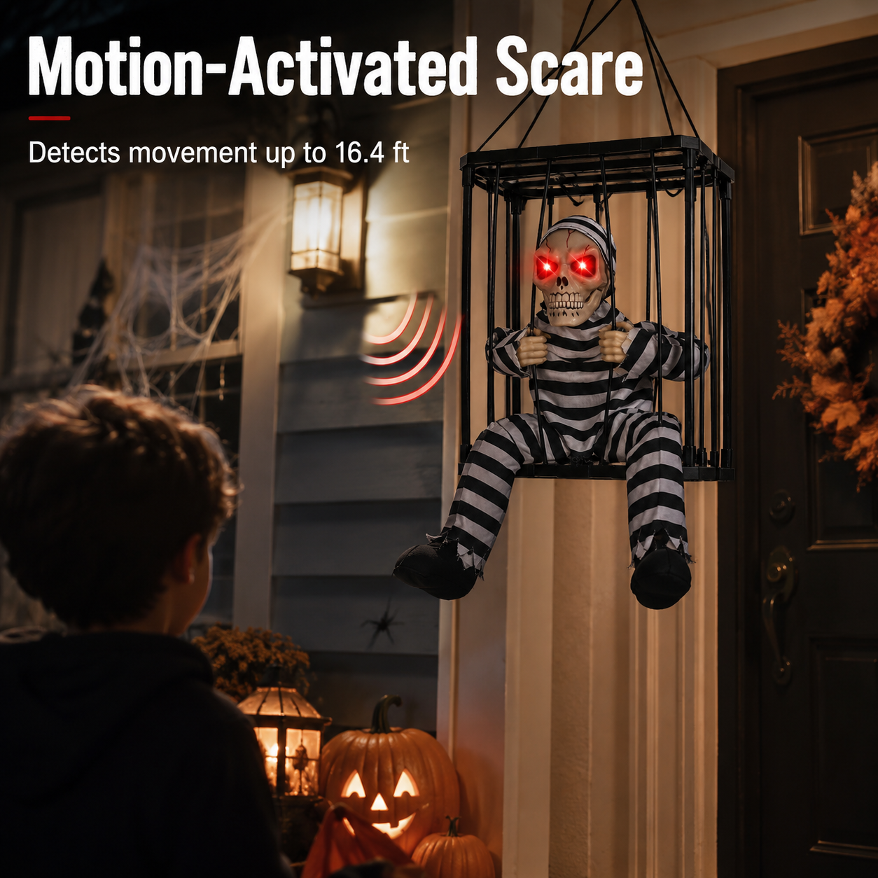 Halloween Prisoner Skeleton Cage Decor