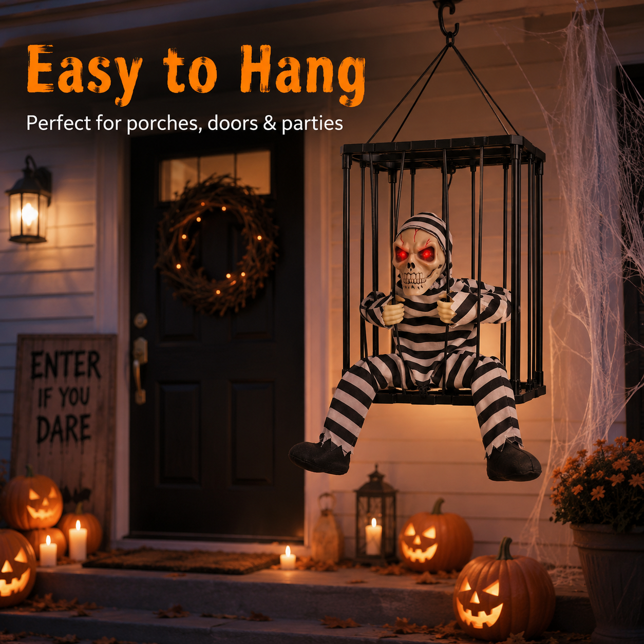 Halloween Prisoner Skeleton Cage Decor