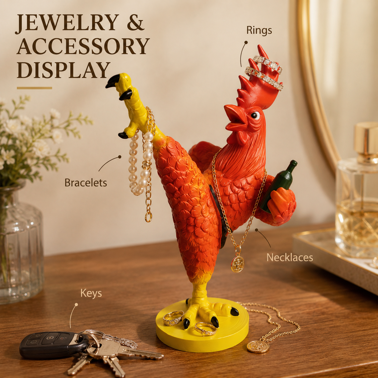 Drunken Rooster Jewelry Stand