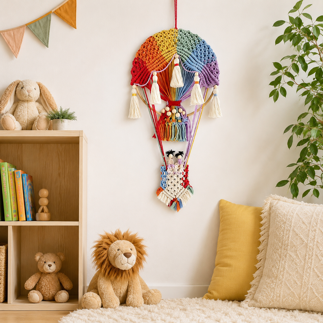 Boho Macrame Hot Air Balloon Wall Decor