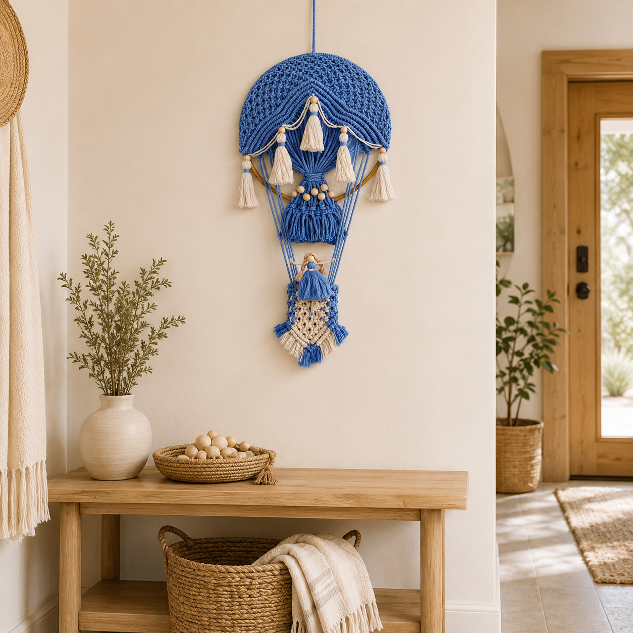 Boho Macrame Hot Air Balloon Wall Decor
