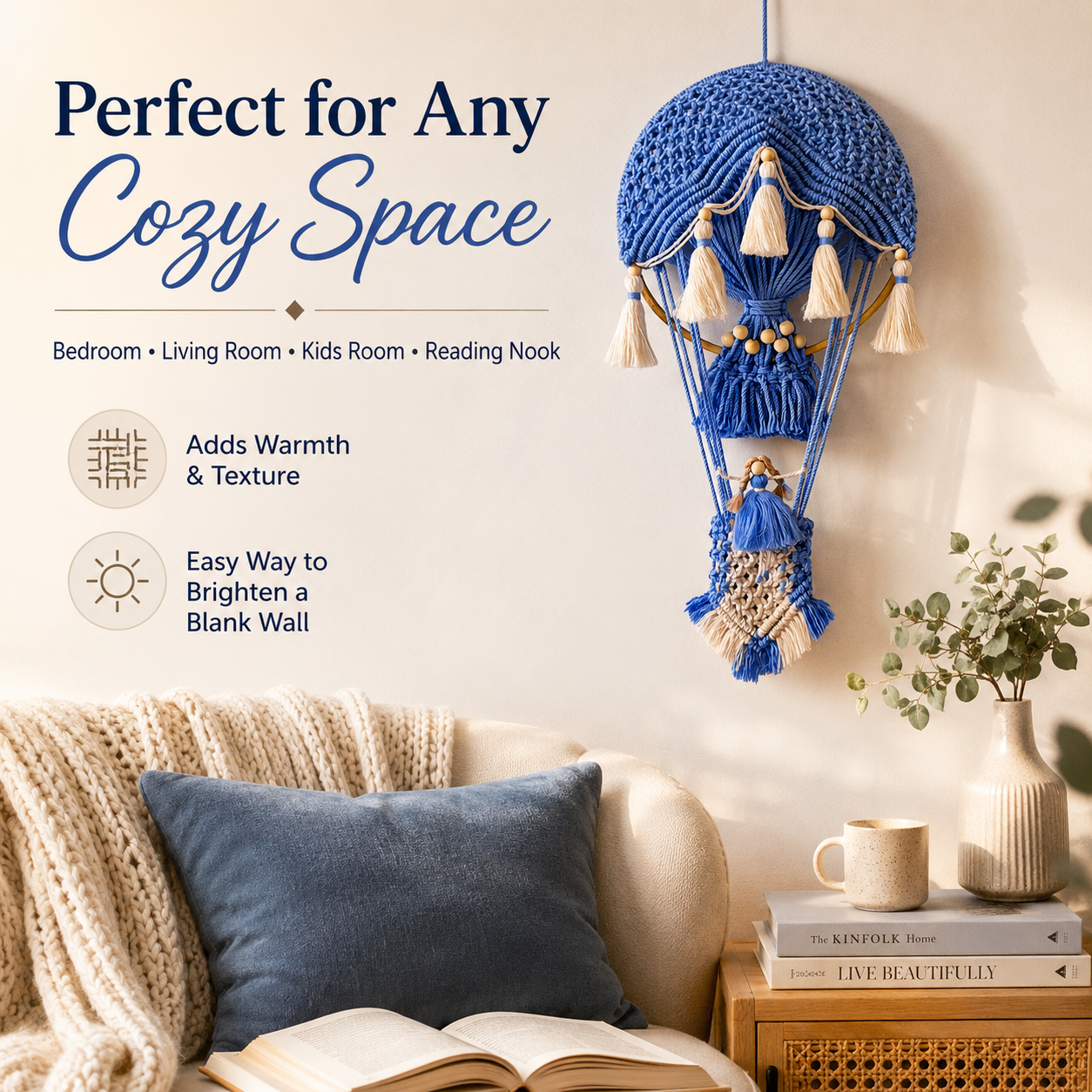 Boho Macrame Hot Air Balloon Wall Decor