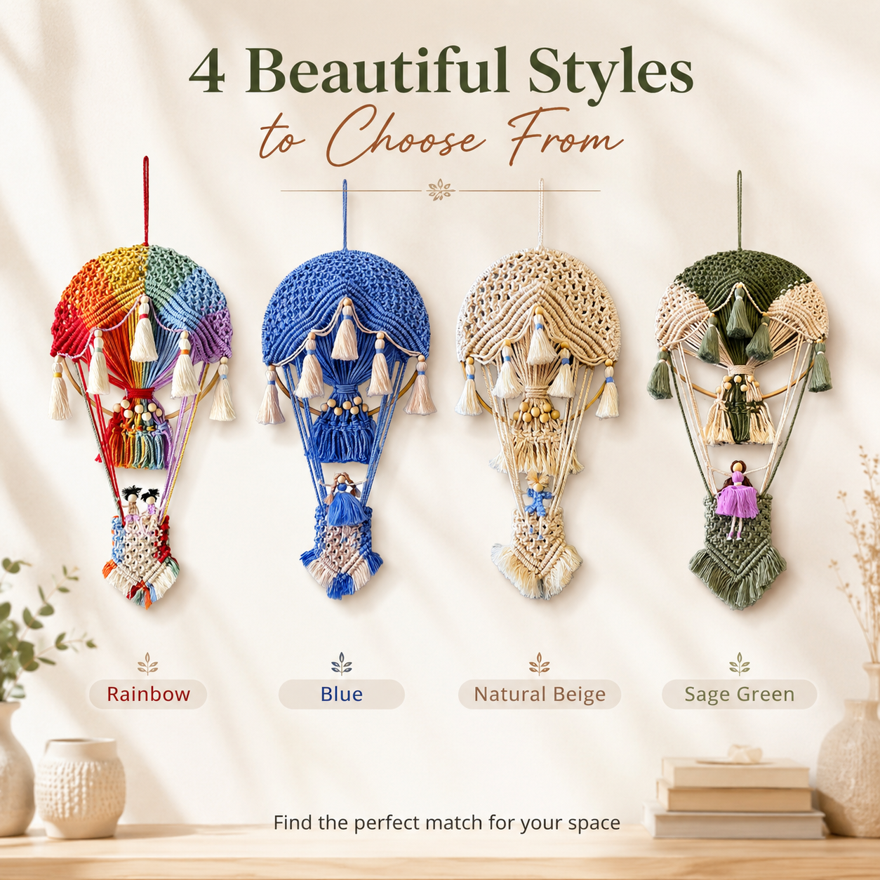 Boho Macrame Hot Air Balloon Wall Decor