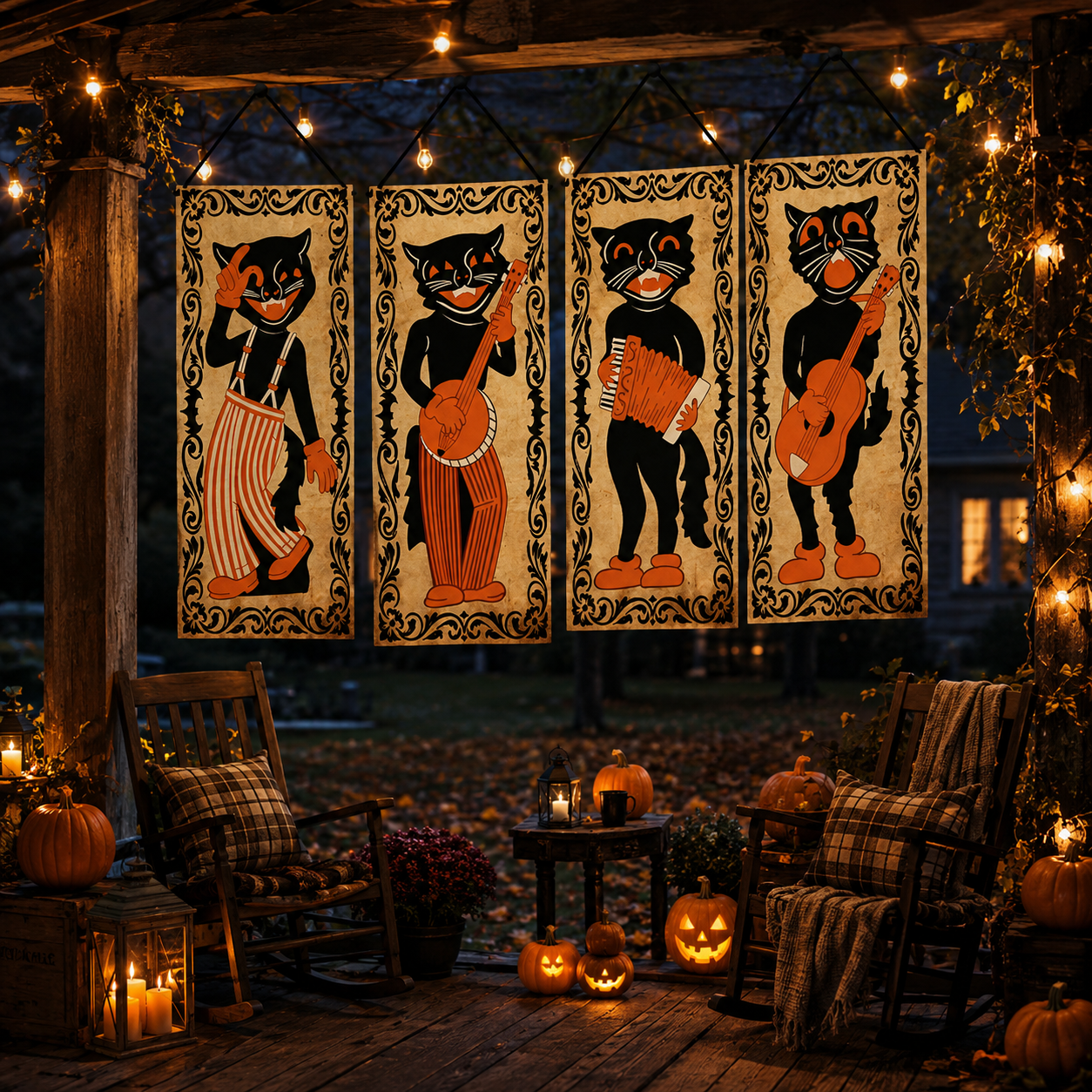 Vintage Halloween Hanging Banner Set