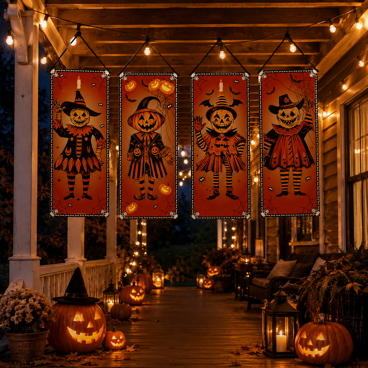 Vintage Halloween Hanging Banner Set