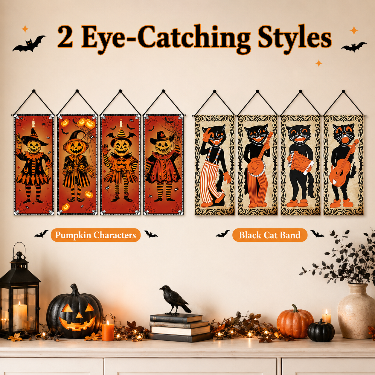 Vintage Halloween Hanging Banner Set