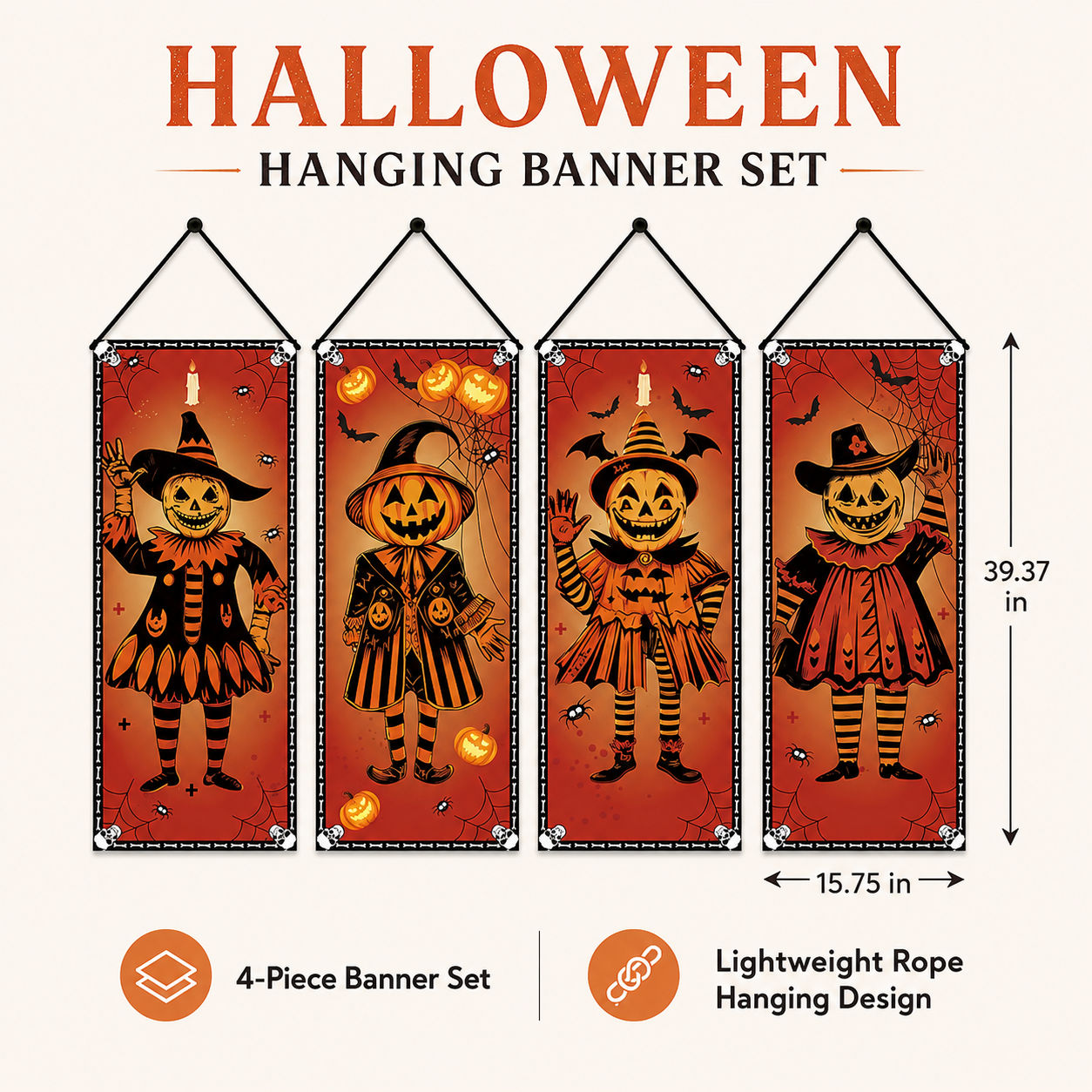 Vintage Halloween Hanging Banner Set