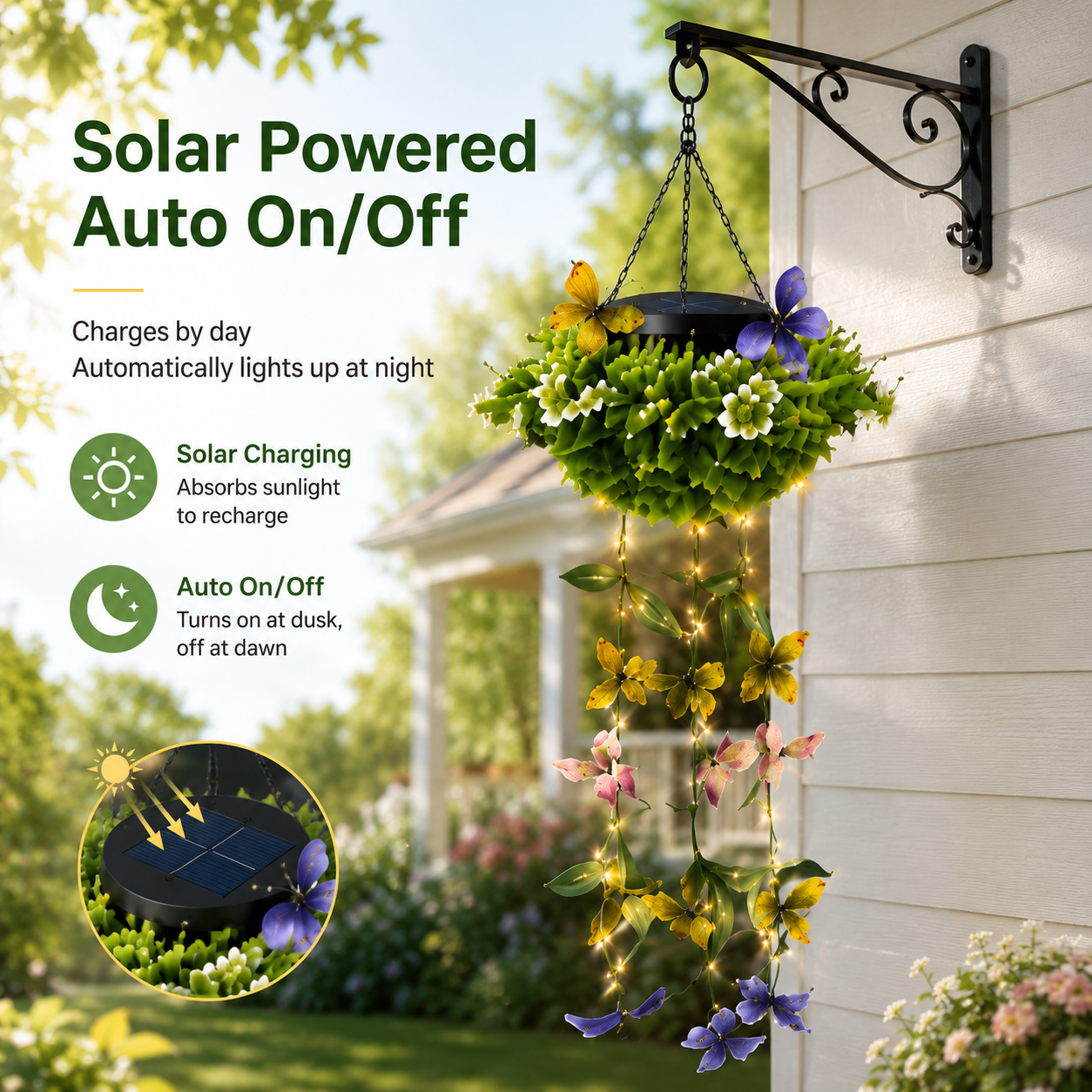 Solar Butterfly Hanging Basket Light
