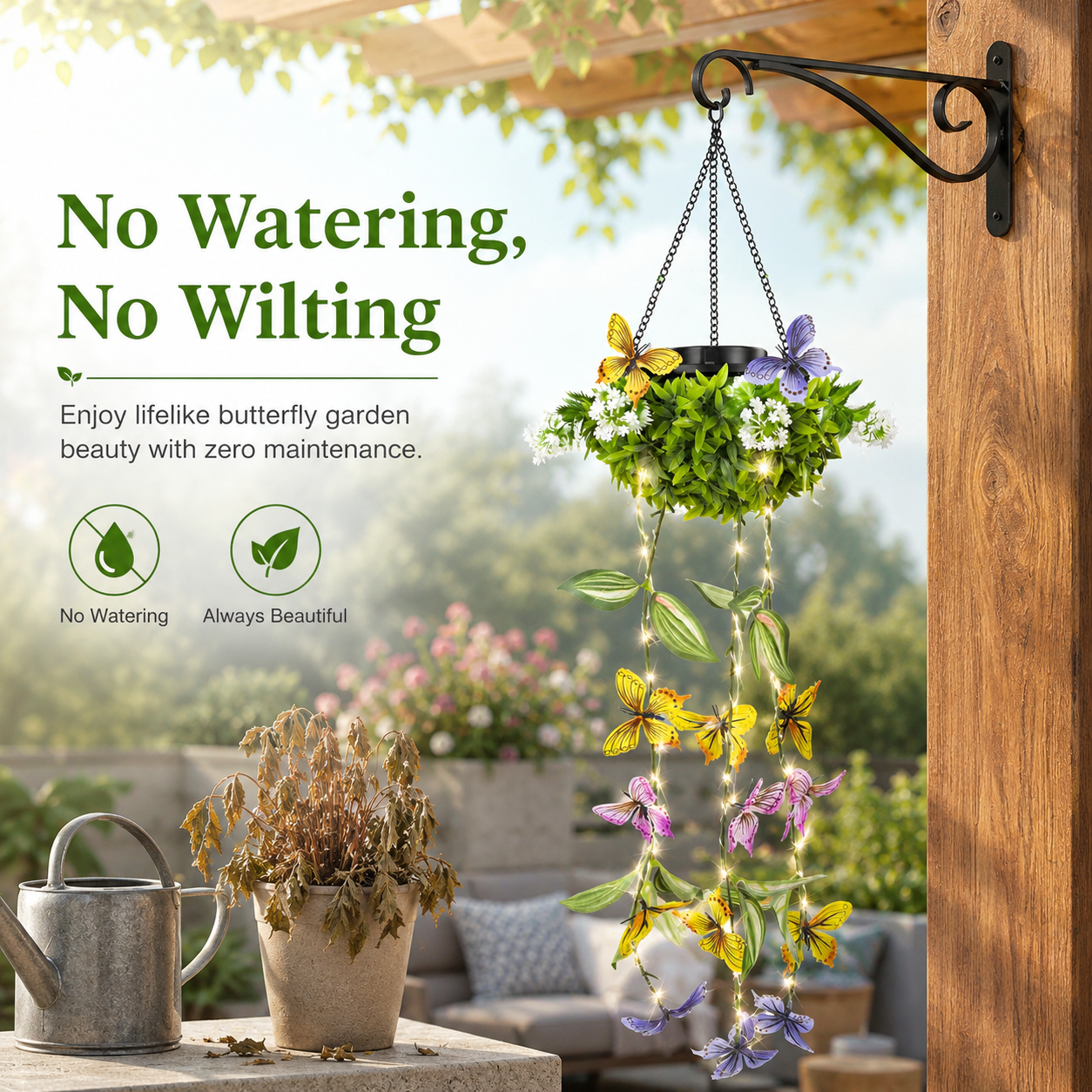Solar Butterfly Hanging Basket Light