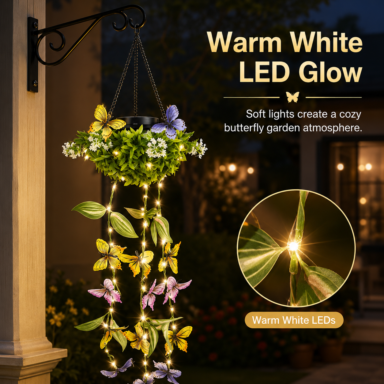 Solar Butterfly Hanging Basket Light