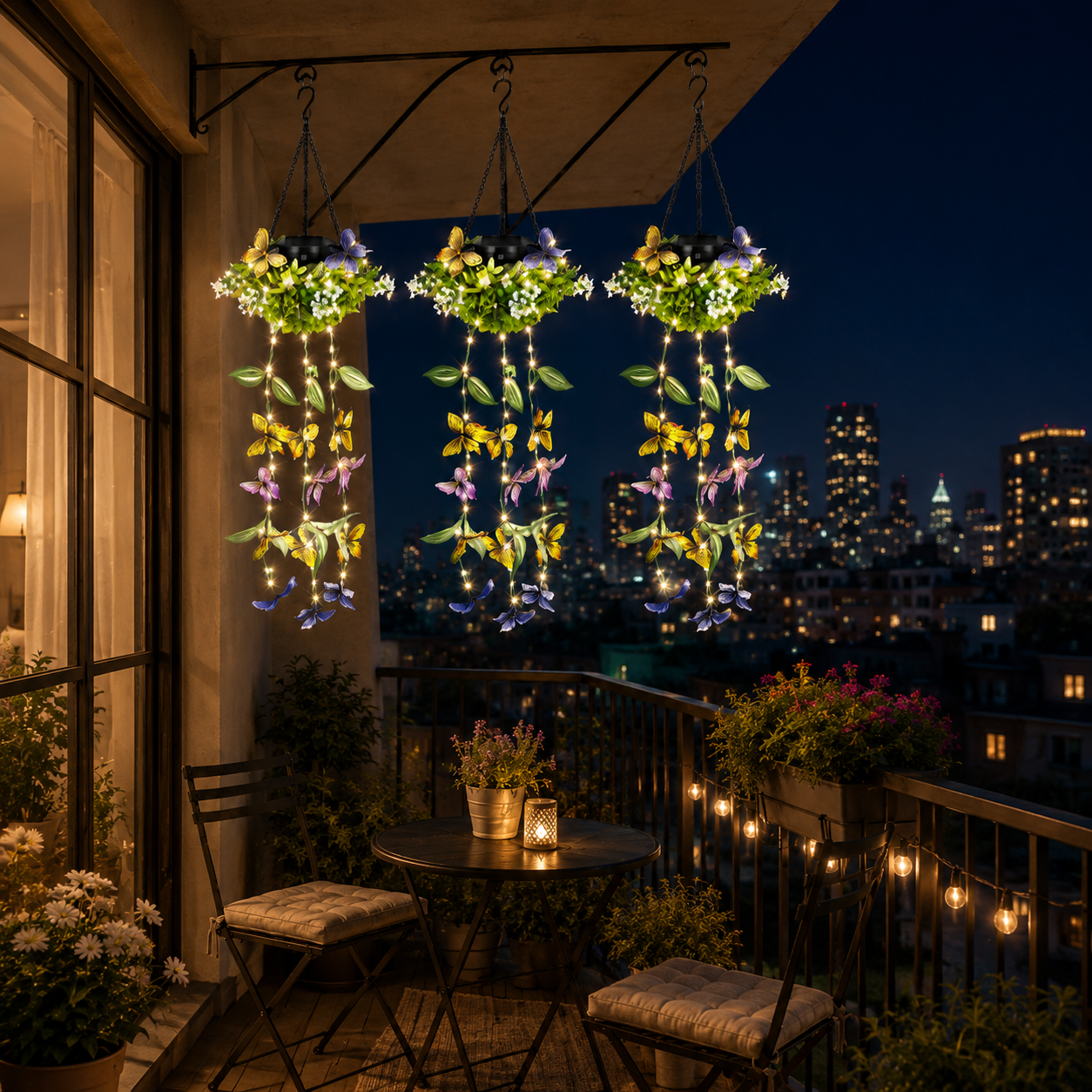 Solar Butterfly Hanging Basket Light