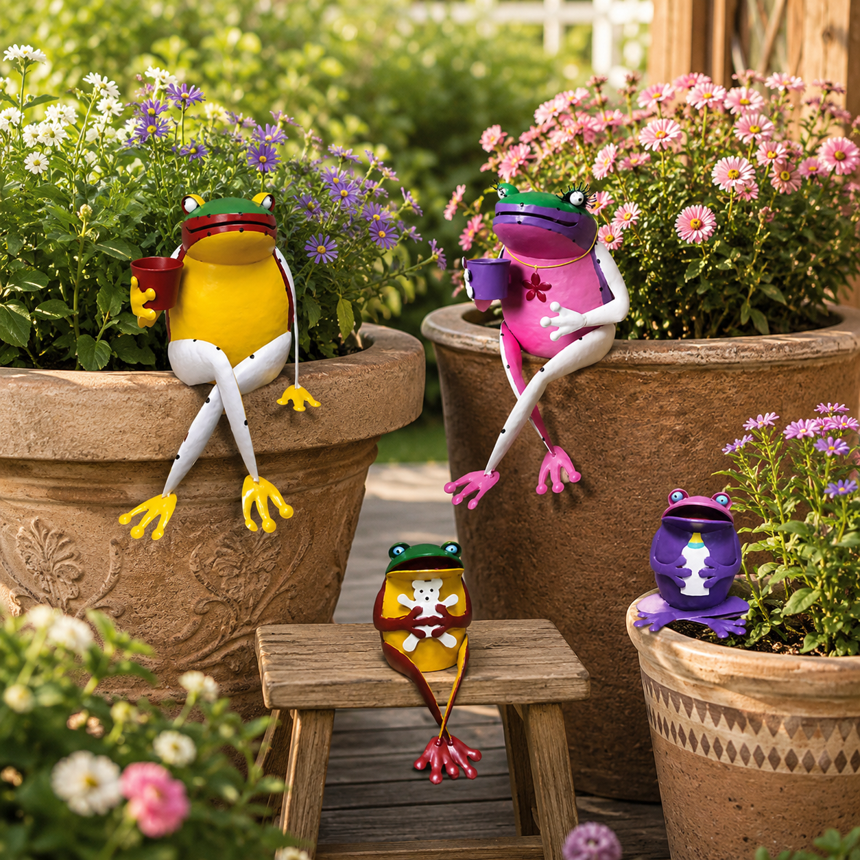 Whimsical Metal Frog Figurine