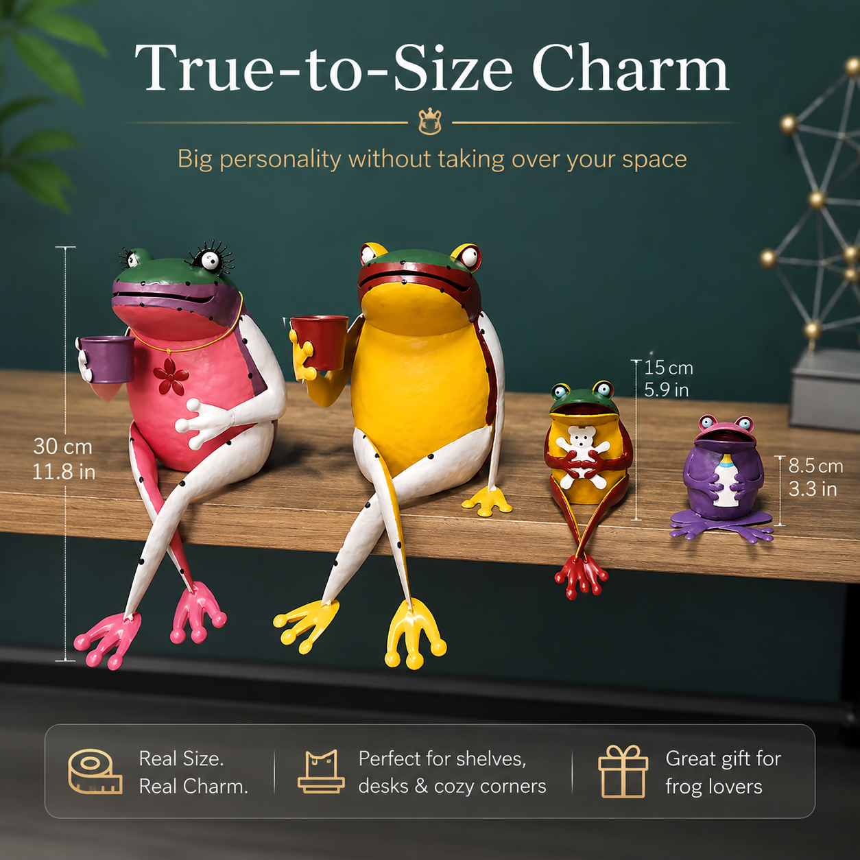 Whimsical Metal Frog Figurine