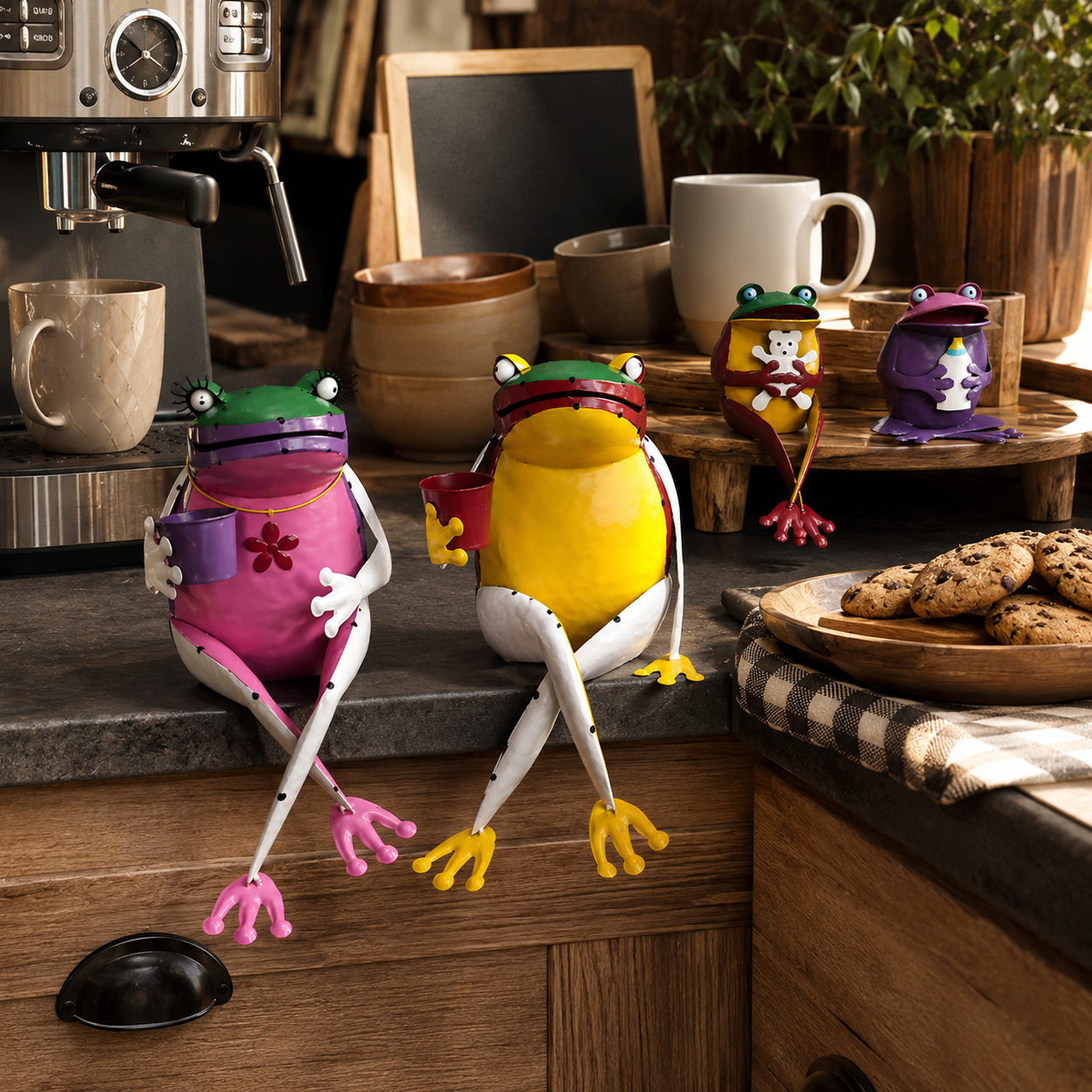 Whimsical Metal Frog Figurine