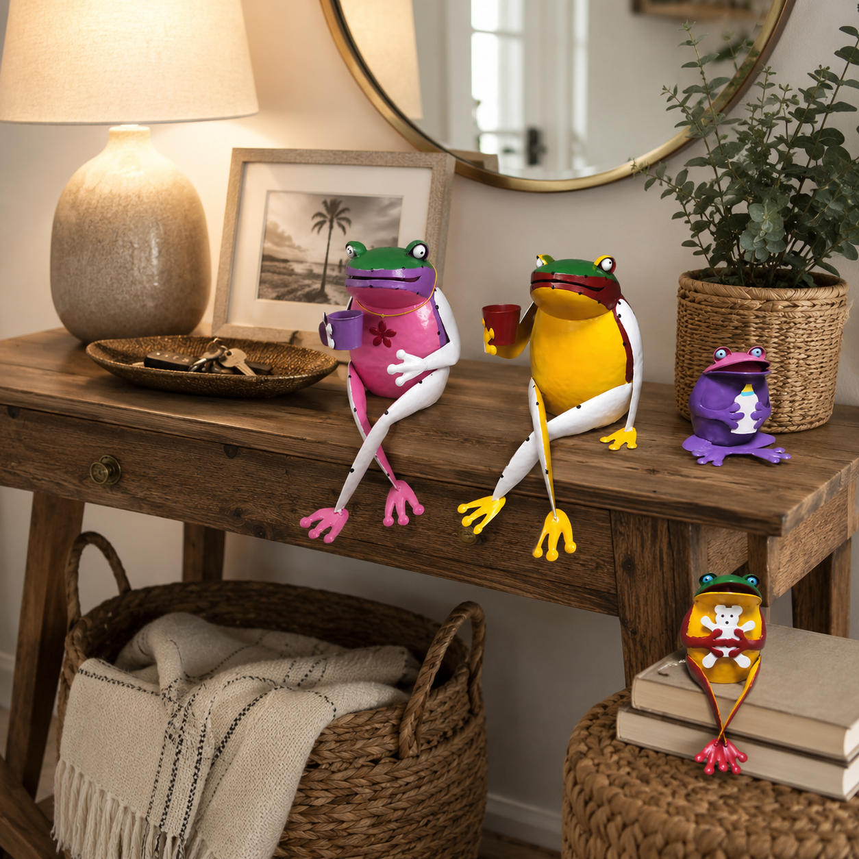 Whimsical Metal Frog Figurine