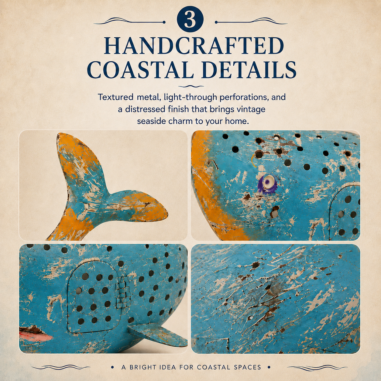 Coastal Whale Lantern Candle Holder
