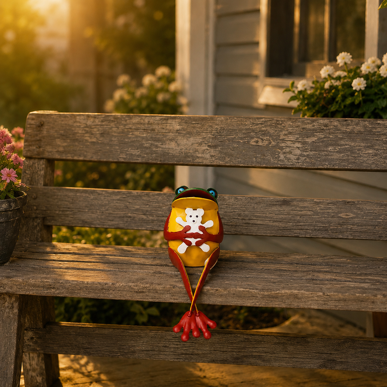 Whimsical Metal Frog Figurine