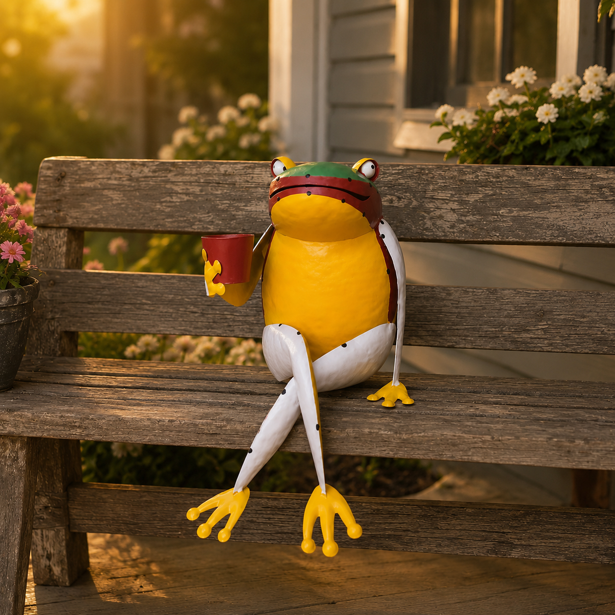 Whimsical Metal Frog Figurine