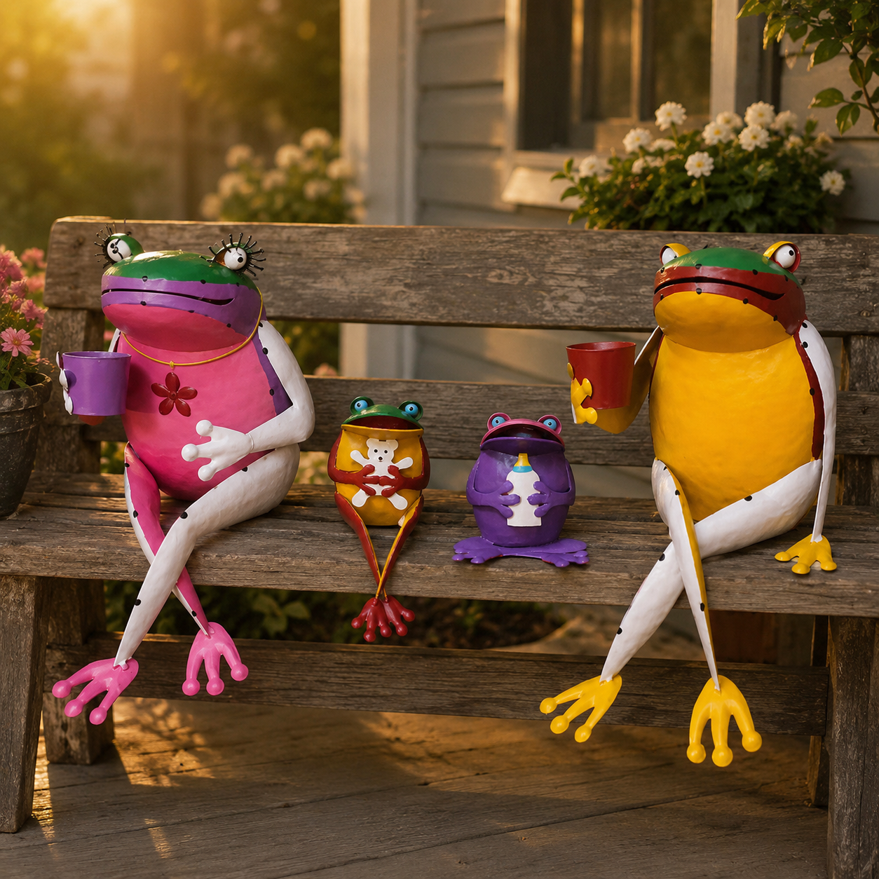 Whimsical Metal Frog Figurine