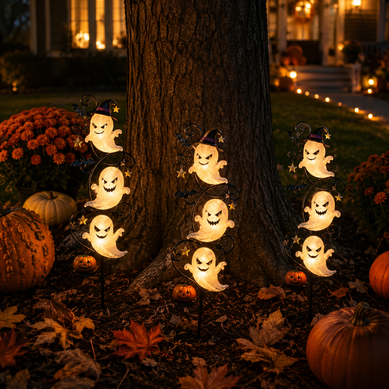 Lighted Halloween Ghost Yard Stake Decor