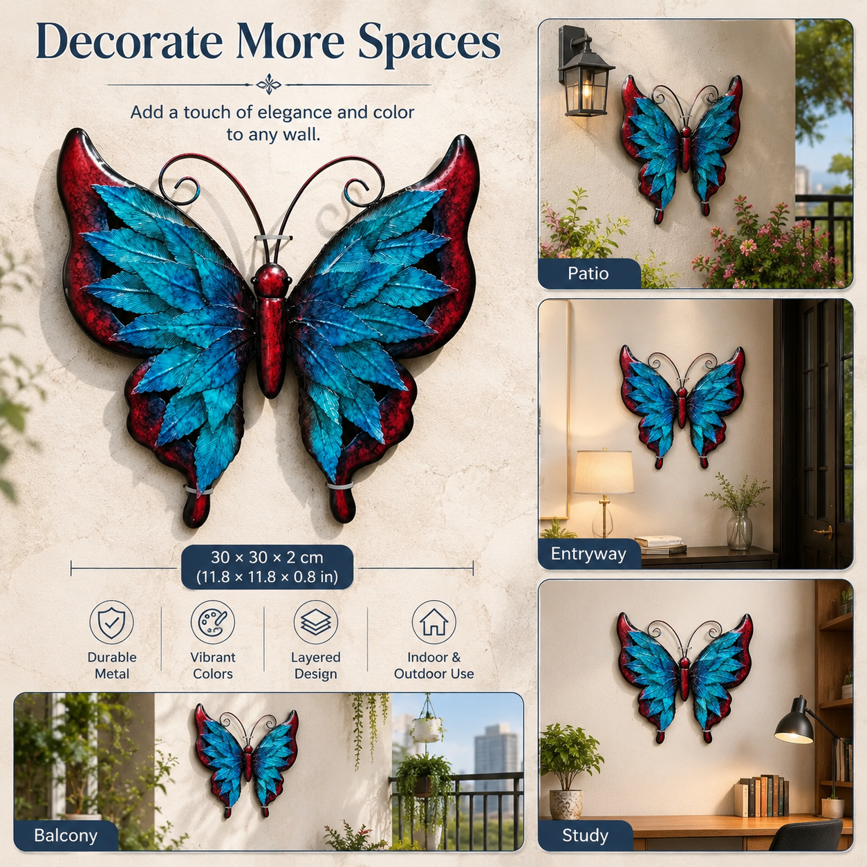 Layered Metal Butterfly Wall Decor 🦋
