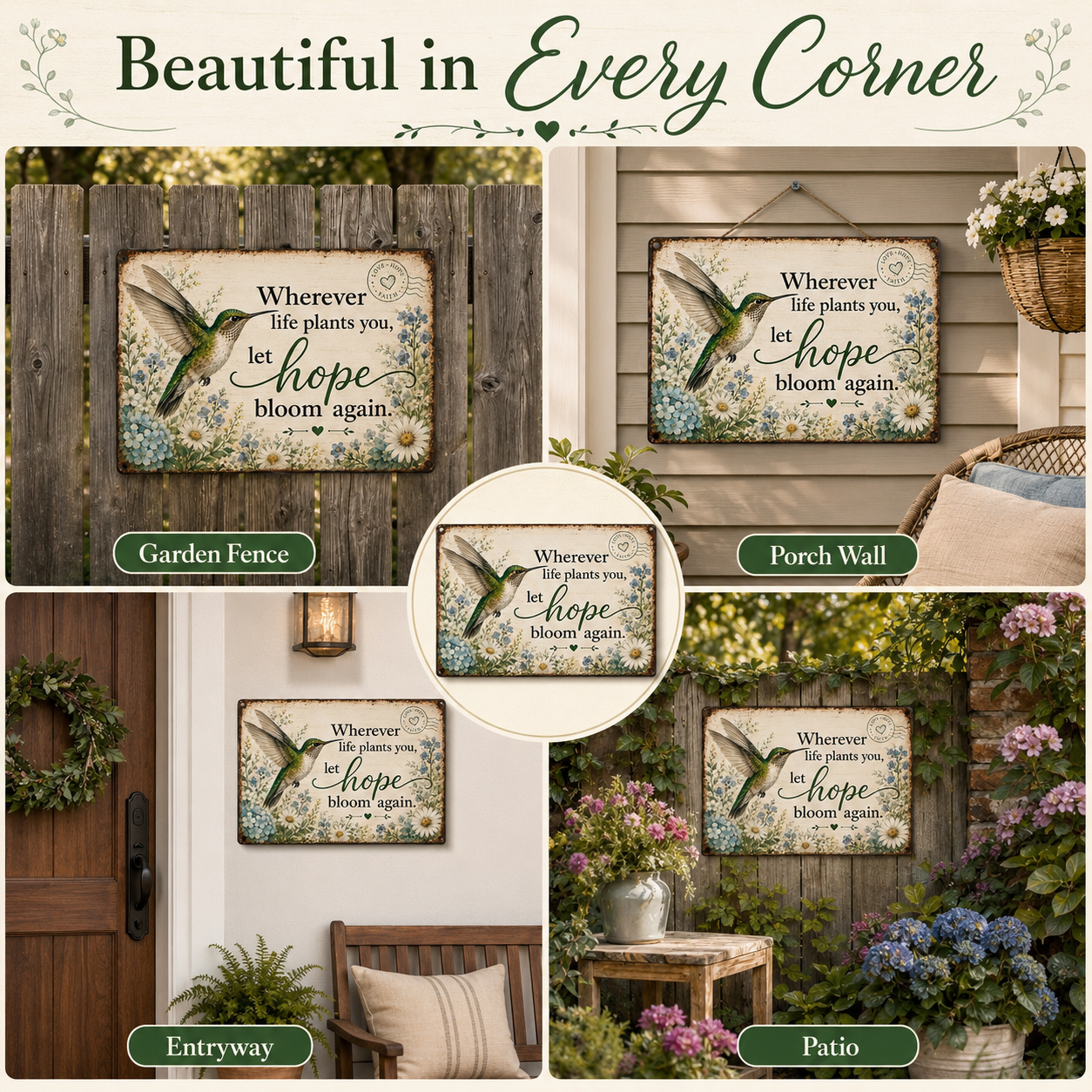 Hummingbird Hope Garden Sign 🌿