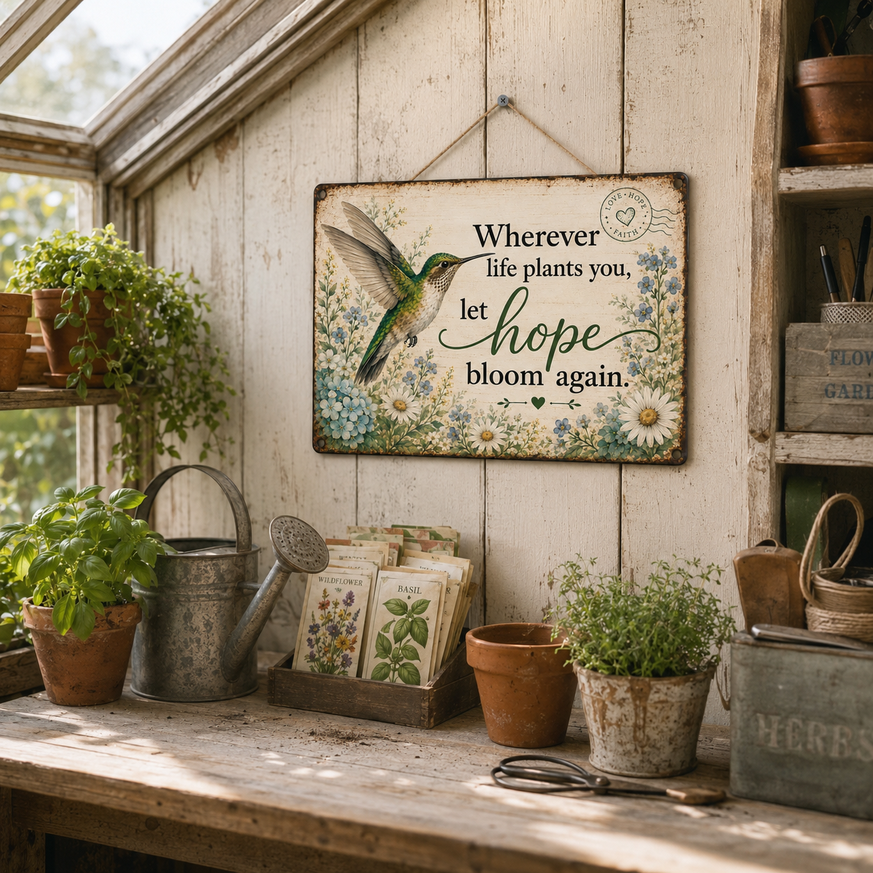 Hummingbird Hope Garden Sign 🌿