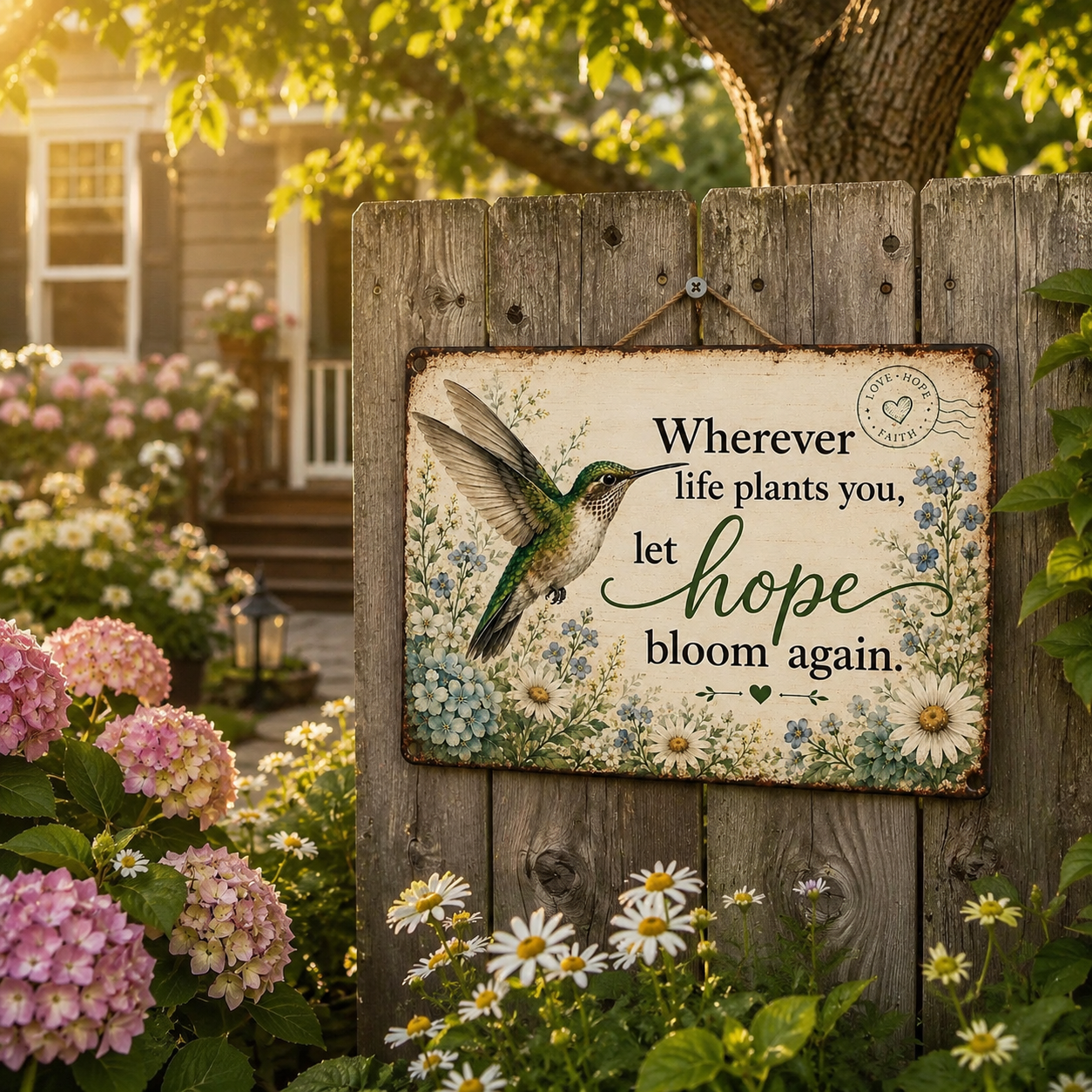 Hummingbird Hope Garden Sign 🌿