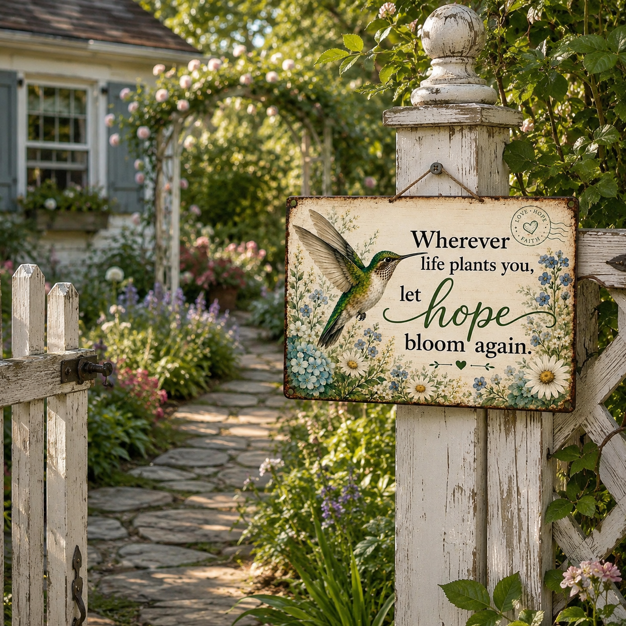 Hummingbird Hope Garden Sign 🌿