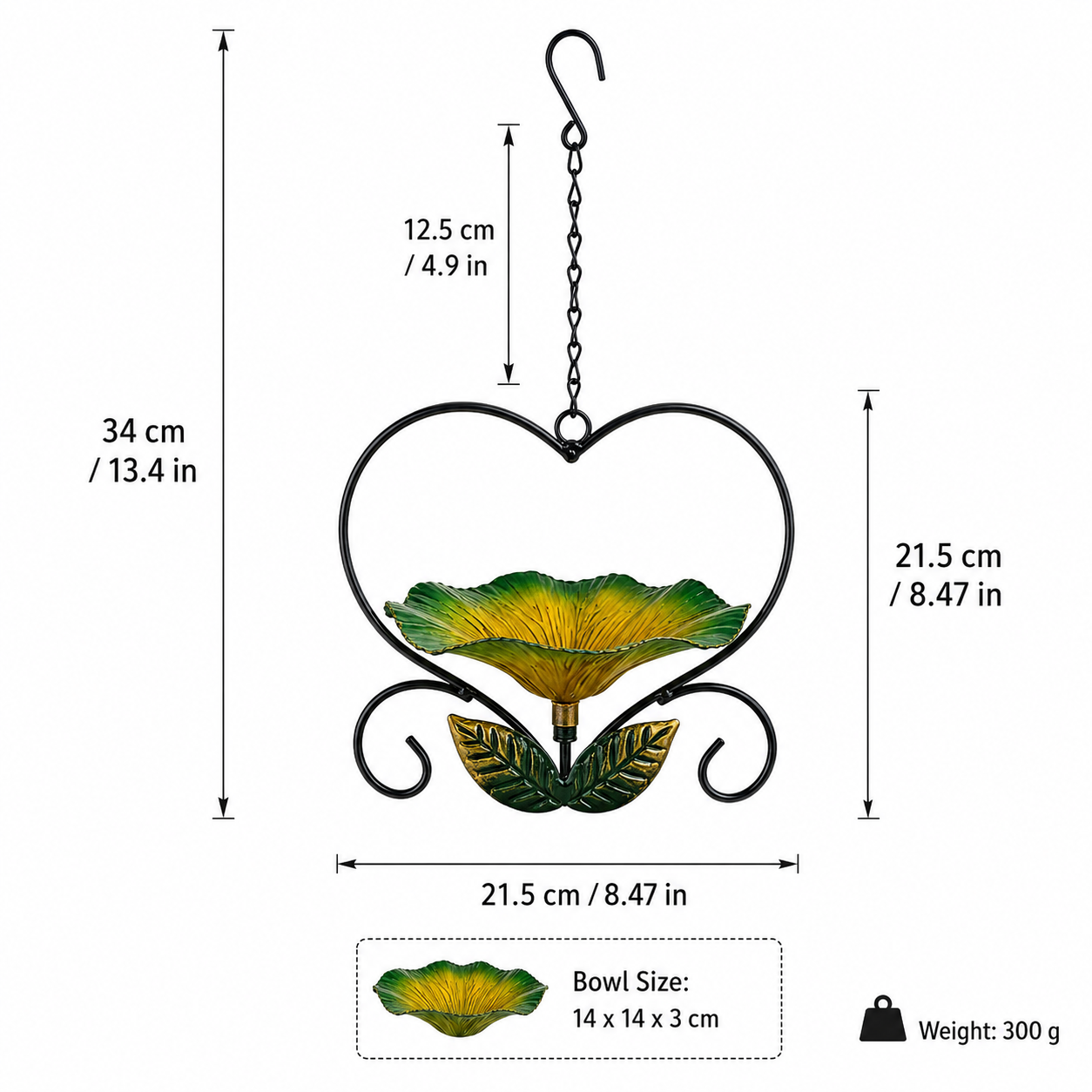 Heart-Shaped Hanging Bird Feeder, Metal Flower Bird Feeder with Chain Hook, Decorative Outdoor Bird Seed Tray for Garden Patio Yard Balcony, Gift for Bird Lovers