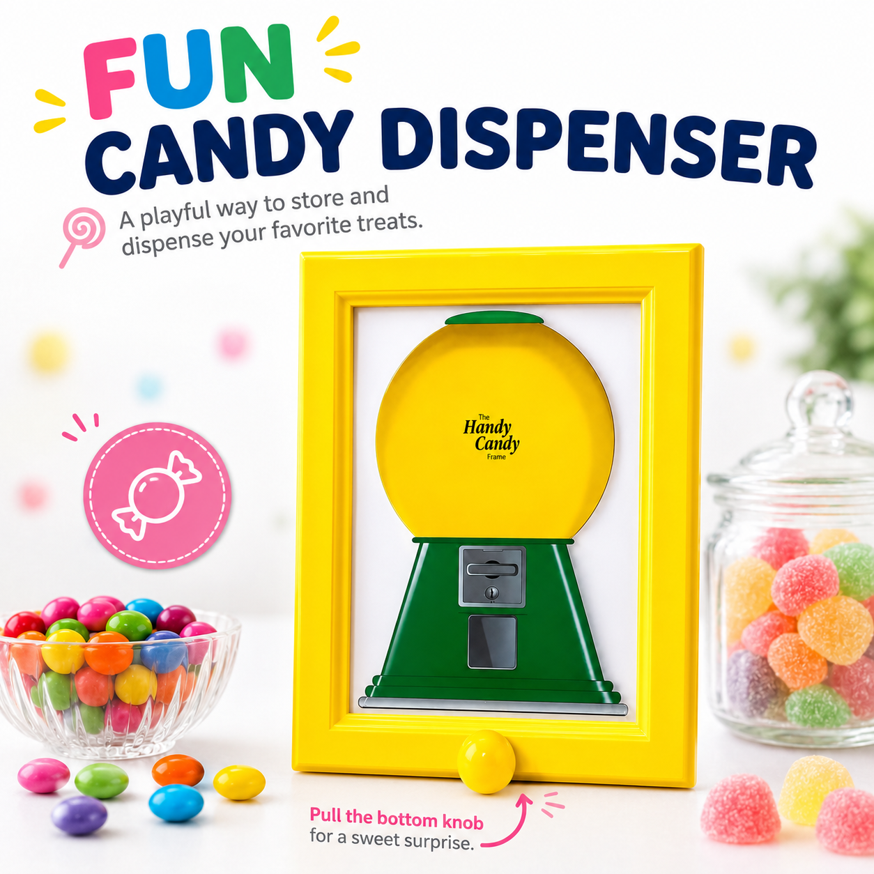 Candy Machine Treat Frame, Fillable Candy Dispenser Frame for Kids Room, Kitchen, Playroom, Party Candy Bar & Home Décor